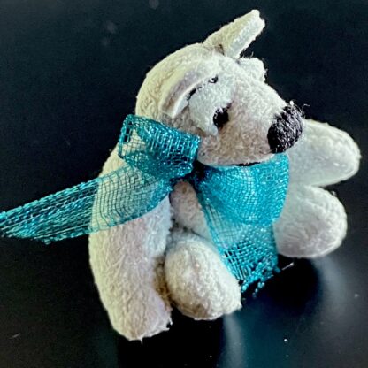 Miniaturteddy (Wildleder, Morning Sky). Handarbeit.