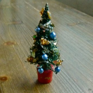 Weihnachtsbaum (dekoriert, blau, mini. Handarbeit/Spanien.