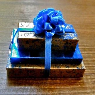 Geschenkpäckchen (dreifach, blau/gold)