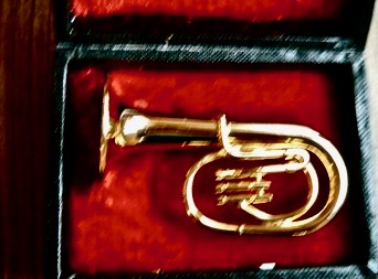 Baritonhorn in Koffer. Messing.