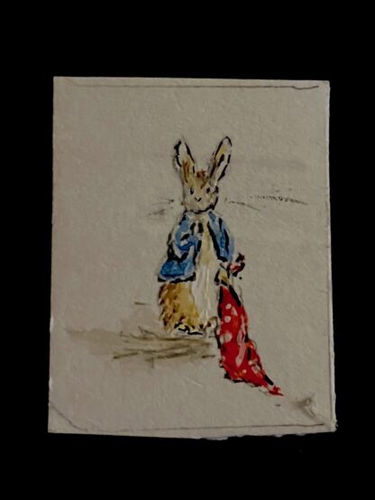 Bild (Peter Rabbit, Beatrix Potter). Handgemalt/Schweiz. Ungerahmt.